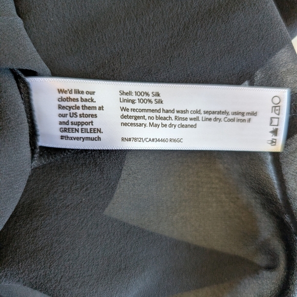 Eileen Fisher Womens Small Sleeveless Dress 100% Silk Black Classic Contemporary - Picture 7 of 7